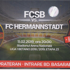 M5 - BILET ACCES PARCARE - FCSB STEAUA - FC HERMANNSTADT - 11 02 2019