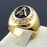 Inel masonic auriu cu zirconiu Gold