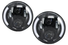 Faruri Full LED CREE Jeep Wrangler JK (2007-2017) Mercedes G-Class W463 (1989-2017) Land Rover Defender Negru Performance AutoTuning foto