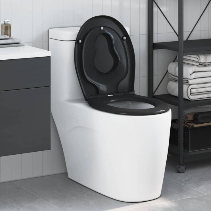 vidaXL Toaletă cu eliberare rapidă Negru 44.5 x 37.3 x 4.3 cm