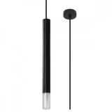 Lampă Suspendată Wezyr Neagră Oțel/Sticlă 1 Bec Tub Modern De Interior