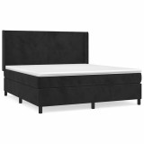 Cumpara ieftin Pat box spring cu saltea, negru, 180x200 cm, catifea