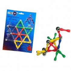 Joc de constructie Magnetic tije cu magnet in capat set 37 piese colorate