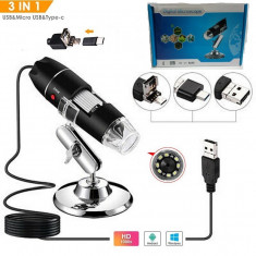 Microscop Digital 1000x USB 3.0 Cu Interfata Convertibila 3 In 1 - 2MP foto