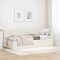 vidaXL Cadru de pat colțar cu headboard Crem 90 x 190 cm Catifea 42016263