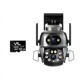 Camera de supraveghere PTZ cu 2 camere, Panou LED integrat, HexaEye