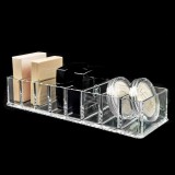 Suport Acrilic Cosmetice, 8 Compartimente, Transparent, 25x8.5x5cm