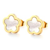 Cumpara ieftin Cercei Aurora White, Otel Placat cu Aur 18K - 88358-0