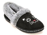 Papuci SKECHERS negri, BOBS TOO COZY, din material textil