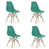 Set 4 scaune stil scandinav, Artool, Osaka, PP, lemn, verde, 46x54x81 cm, Leobert