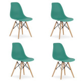 Set 4 scaune stil scandinav, Artool, Osaka, PP, lemn, verde, 46x54x81 cm GartenVIP DiyLine