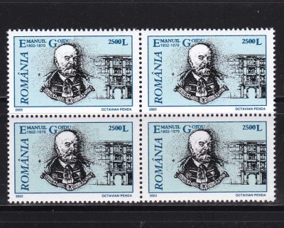 RO 2002 LP 1578 &amp;quot; Oameni de seama -Emanuil Gojdu&amp;quot; , bloc de 4 , MNH foto