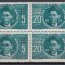 ROMANIA 1940 LP 142 II MISCAREA LEGIONARA IN ROMANIA CODREANU POSTA AERIANA BLOC DE 4 TIMBRE STARE MNH