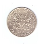 Moneda Kenya 10 cents/centi 1968, stare buna, curata