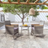 3098026 vidaXL 3 Piece Garden Dining Set Poly Rattan Grey (317176+46182)