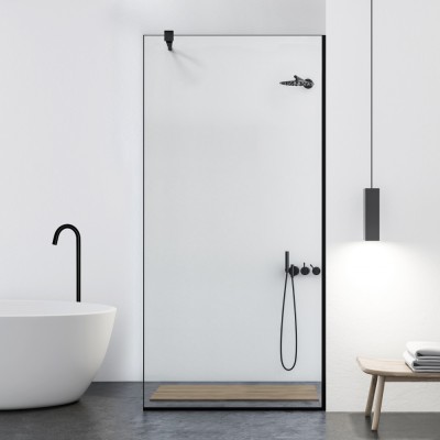 Paravan dus walk-in Aqua Class &amp;reg; Black, sticla clara, securizata, 80x195 cm foto
