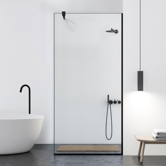 Paravan dus walk-in Aqua Class &reg; Black, sticla clara, securizata, 80x195 cm