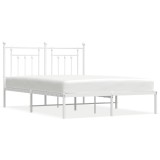 Cumpara ieftin Cadru de pat metalic cu tablie, alb, 140x190 cm