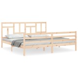 Cumpara ieftin Cadru pat cu tablie 200x200 cm, lemn masiv de pin