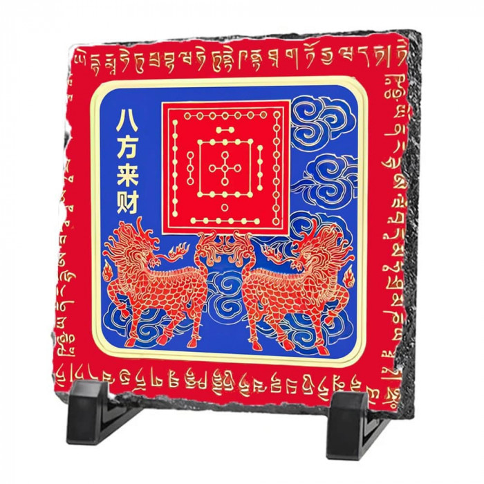 Placa (placheta) cu Oglinda cu Chi Lin si hotu &amp;#8211; de aducere a oportunitatilor cu calculul HO TU 2025