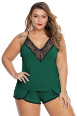 P752-12 Pijama casual marimi mari din top si pantaloni scurti