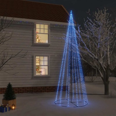 vidaXL Brad de Crăciun conic, 732 LED-uri, albastru, 160x500 cm foto