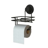 Cumpara ieftin Suport din metal pentru hartie igienica, prindere mecanica sau cu ventuza, negru mat, Z18417, 140 mm