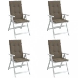 vidaXL Perne Scaun Spătar &Icirc;nalt, 4 Bucăți, Gri Taupe, 120x50x4cm, Poliester, Confortabile, Interior/Exterior