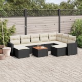 VidaXL Set canapele de grădină cu perne, 10 piese, negru, poliratan