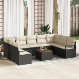 vidaXL Set de canapele pentru grădină 10 pcs Negru și alb