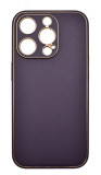 Husa eleganta din piele ecologica cu insertii aurii, Full protection, pentru iPhone 15 Pro Max, Violet, Oem