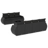 Set mobilier de gradina cu perne, 8 piese, negru, poliratan