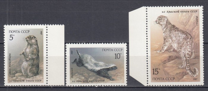 URSS RUSIA 1987 FAUNA MAMIFERE INTRODUSE IN CARTEA ROSIE SERIE MNH