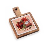 Platou Craciun lemn ceramica multicolora UI 12x18 cm