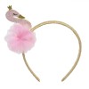 Bentita Păr Copii Lebădă 3D Aurie cu Tul Roz Glitter - Accesorii Fete, Plastic/Textil Roz-Auriu