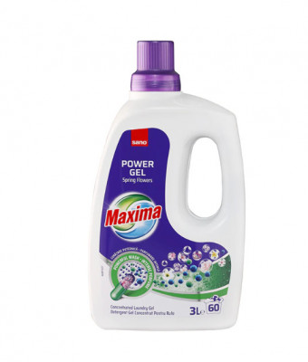 Detergent gel concentrat pentru rufe Sano Maxima Spring Flowers, 60 spalari, 3 l foto