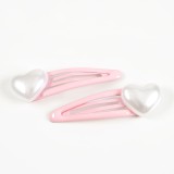 Set 2 clame de par cu inima alba