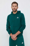 Adidas bluză bărbați, culoarea verde, cu glugă, uni IL3295