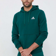 adidas bluză bărbați, culoarea verde, cu glugă, uni IL3295