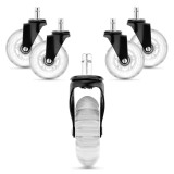 Set 5 Roti pentru scaun de birou tija 11 mm/75 mm, Kwmobile, Transparent, Poliuretan, 53130.02