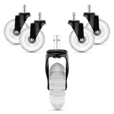 Set 5 Roti pentru scaun de birou tija 11 mm/75 mm, Kwmobile, Transparent, Poliuretan, 53130.02