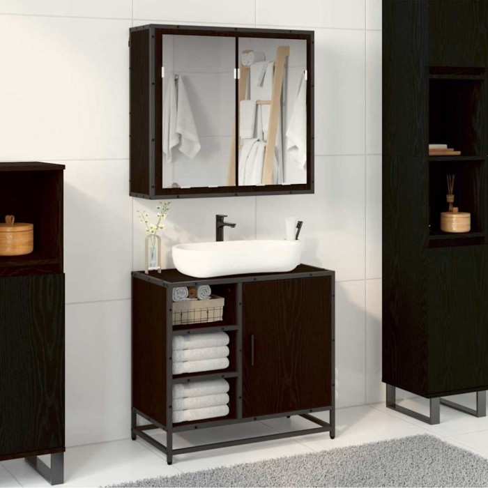 vidaXL Set de mobilier pentru baie 2 pcs Stejar negru 65 x 33 x 60 cm 3402404