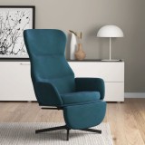 VidaXL Scaun de relaxare cu taburet, albastru, catifea