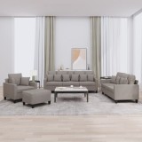vidaXL Set de canapele cu perne, 4 piese, gri taupe, textil 3201647