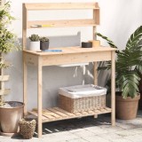 vidaXL Masă plantare cu chiuvetă, 147,5x44x139,5 cm, lemn masiv brad