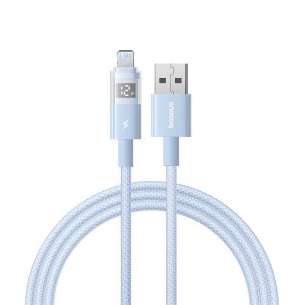 Cablu Date si Incarcare USB-A - Lightning Baseus Display 2, 12W, 1m, Albastru P10382700311-00