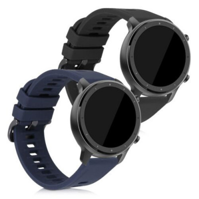 Set 2 curele pentru Xiaomi Amazfit GTR (47mm)/Amazfit GTR 2, Silicon, Negru/Albastru, 51169.01 foto