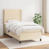 Cumpara ieftin Pat box spring cu saltea, crem, 90x200 cm, textil