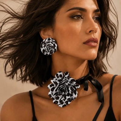 Set colier Leopard Alb foto