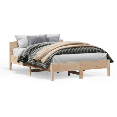 vidaXL Cadru de pat cu tăblie, 150x200 cm lemn masiv pin foto